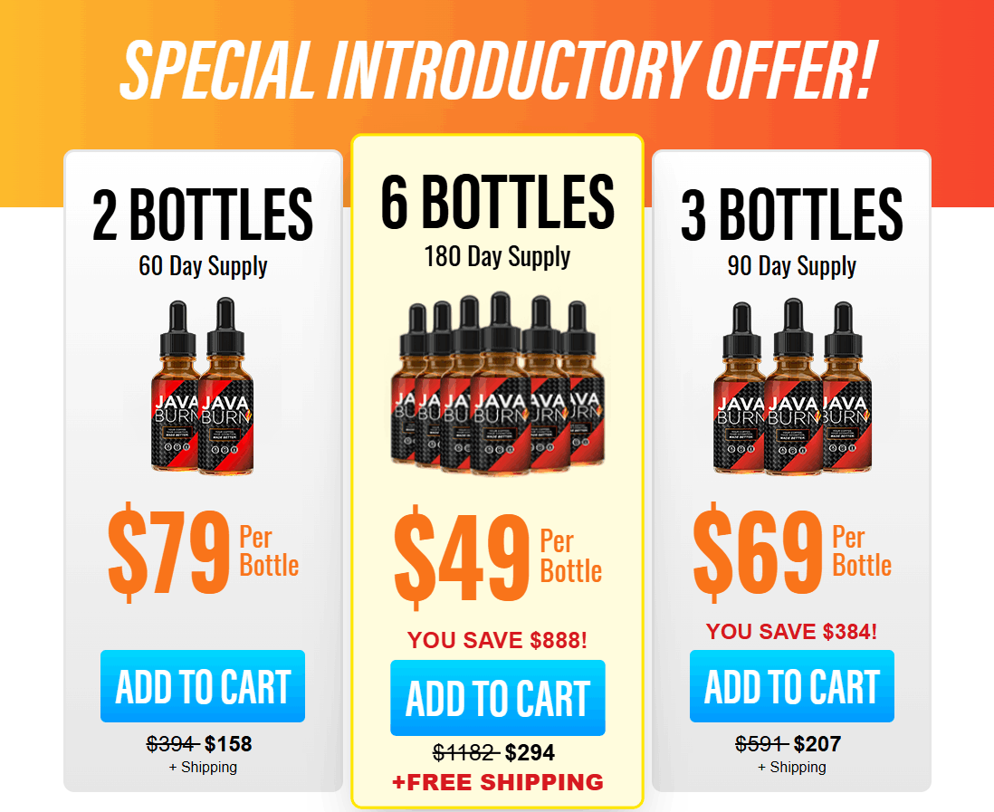 Javaburn pricing options image showing available package deals and bundle choices